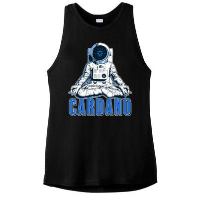 Cardano Mediating Yoga Astronaut Crypto Currency Ladies PosiCharge Tri-Blend Wicking Tank