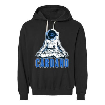Cardano Mediating Yoga Astronaut Crypto Currency Garment-Dyed Fleece Hoodie