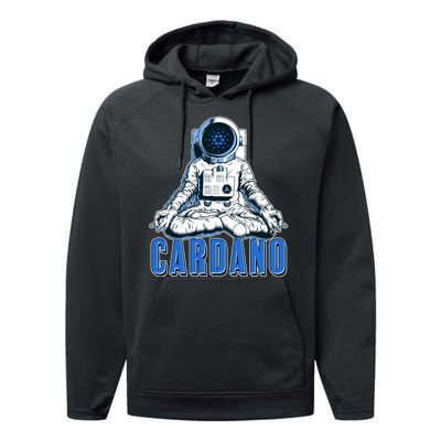 Cardano Mediating Yoga Astronaut Crypto Currency Performance Fleece Hoodie