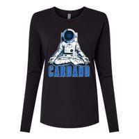 Cardano Mediating Yoga Astronaut Crypto Currency Womens Cotton Relaxed Long Sleeve T-Shirt