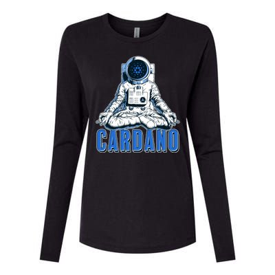 Cardano Mediating Yoga Astronaut Crypto Currency Womens Cotton Relaxed Long Sleeve T-Shirt