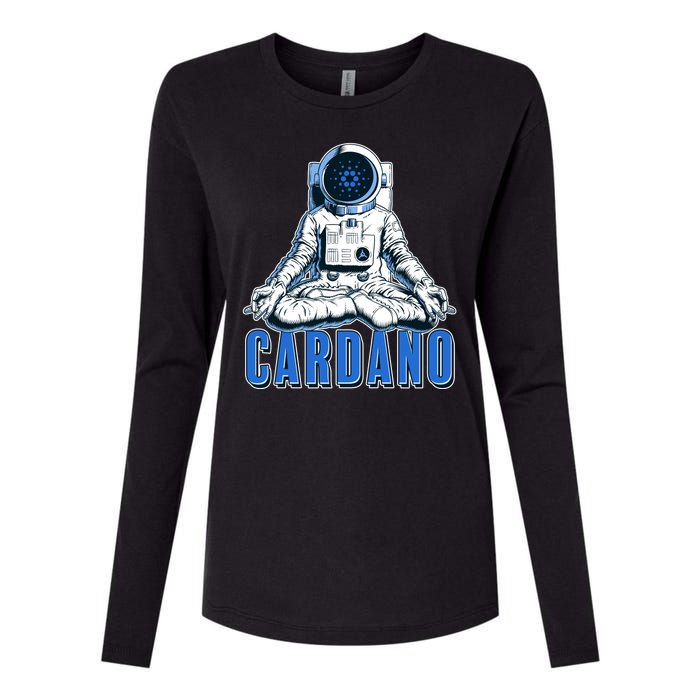 Cardano Mediating Yoga Astronaut Crypto Currency Womens Cotton Relaxed Long Sleeve T-Shirt