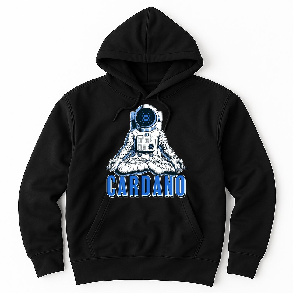 Cardano Mediating Yoga Astronaut Crypto Currency Hoodie
