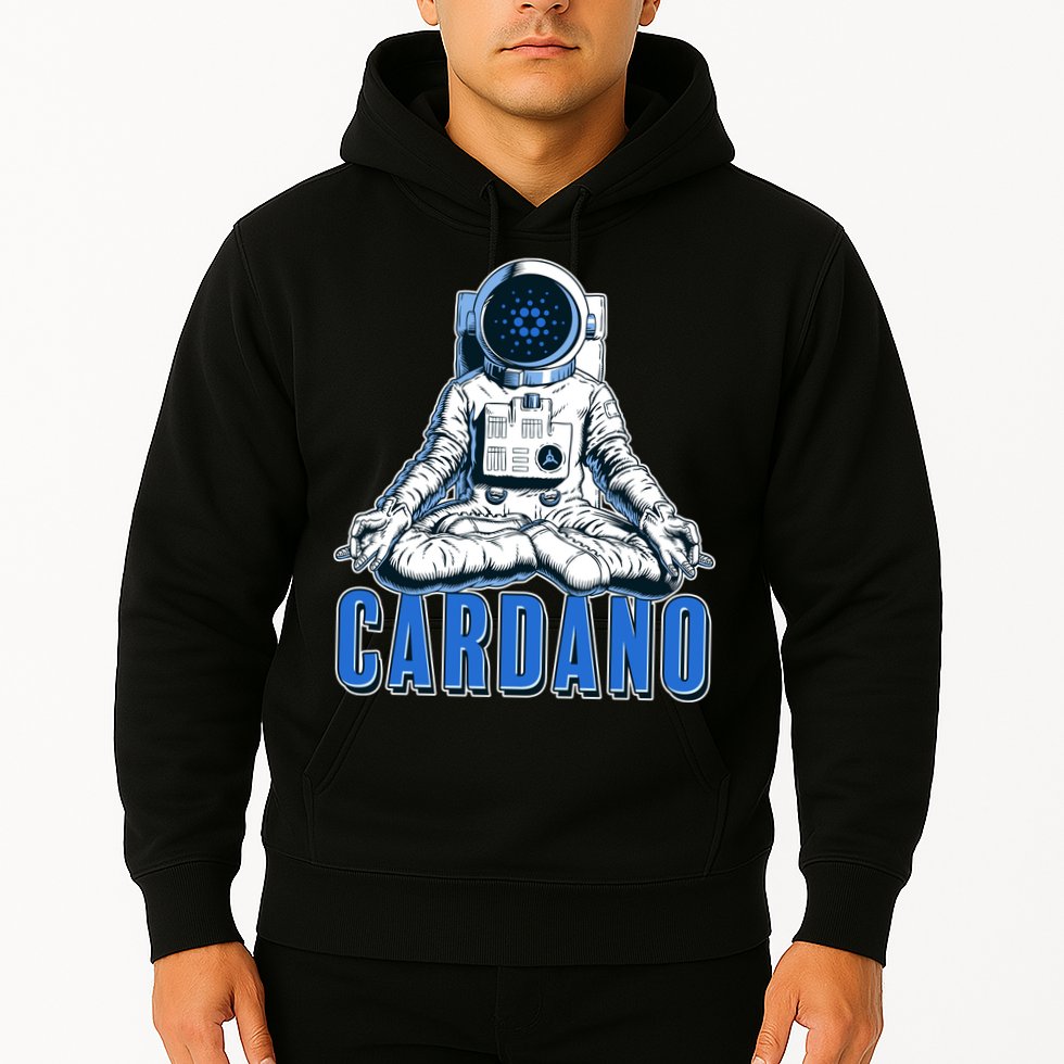 Cardano Mediating Yoga Astronaut Crypto Currency Hoodie