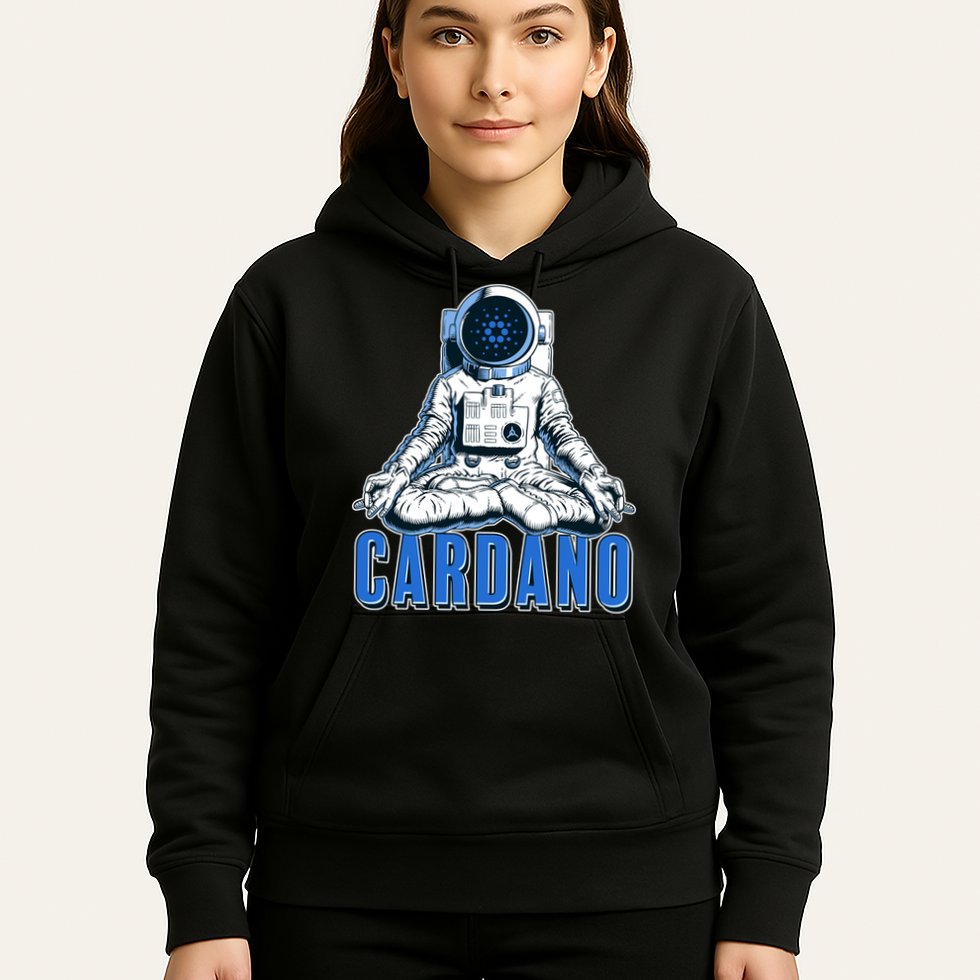 Cardano Mediating Yoga Astronaut Crypto Currency Hoodie