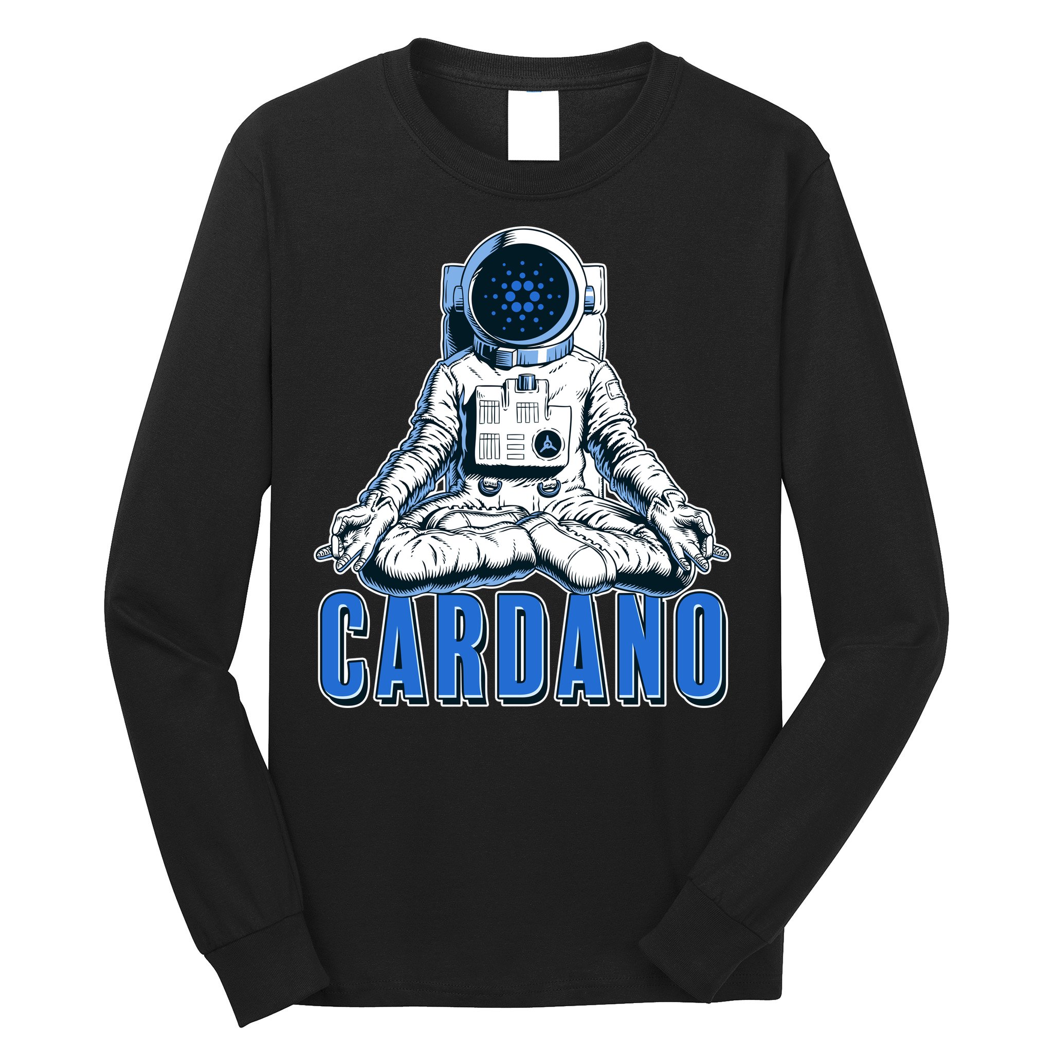 Cardano Mediating Yoga Astronaut Crypto Currency Long Sleeve Shirt