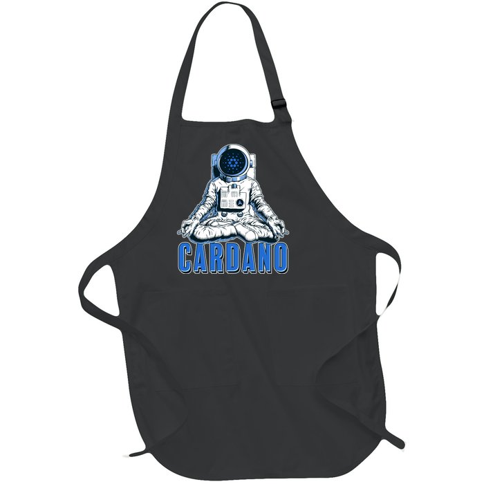 Cardano Mediating Yoga Astronaut Crypto Currency Full-Length Apron With Pockets