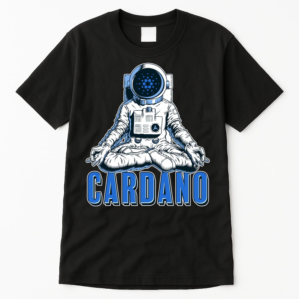 Cardano Mediating Yoga Astronaut Crypto Currency Tall T-Shirt