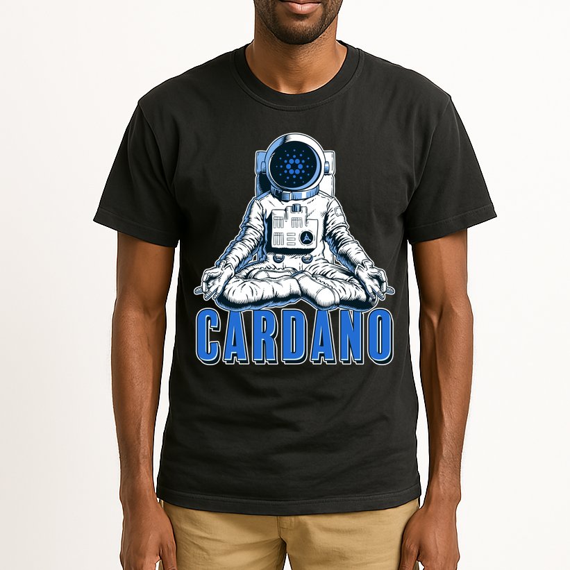 Cardano Mediating Yoga Astronaut Crypto Currency Tall T-Shirt