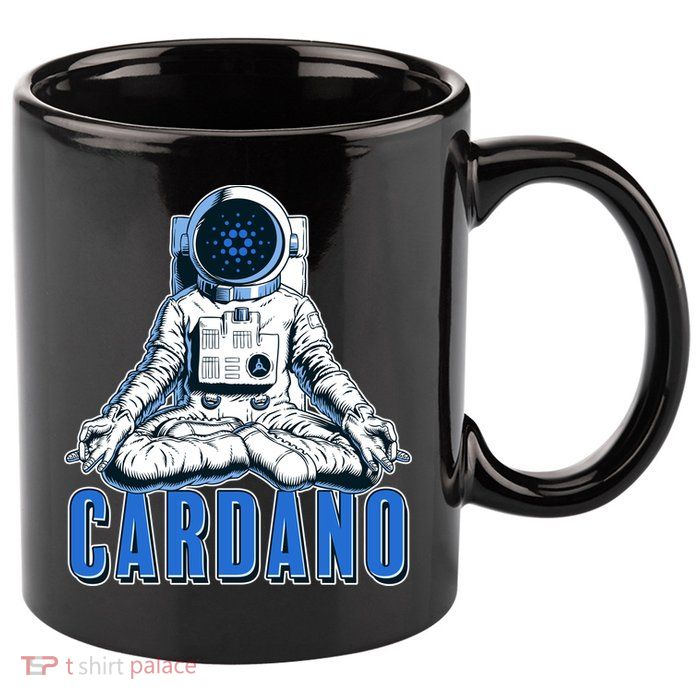 Cardano Mediating Yoga Astronaut Crypto Currency 11oz C Handle Ceramic Mug