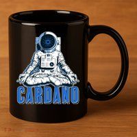 Cardano Mediating Yoga Astronaut Crypto Currency 11oz C Handle Ceramic Mug