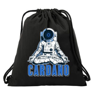 Cardano Mediating Yoga Astronaut Crypto Currency Drawstring Bag