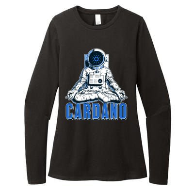 Cardano Mediating Yoga Astronaut Crypto Currency Womens CVC Long Sleeve Shirt