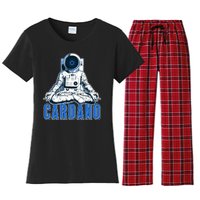 Cardano Mediating Yoga Astronaut Crypto Currency Women's Flannel Pajama Set