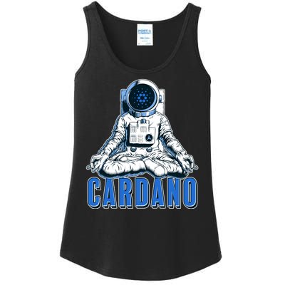 Cardano Mediating Yoga Astronaut Crypto Currency Ladies Essential Tank