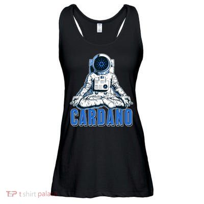 Cardano Mediating Yoga Astronaut Crypto Currency Ladies Essential Flowy Tank