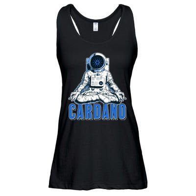 Cardano Mediating Yoga Astronaut Crypto Currency Ladies Essential Flowy Tank