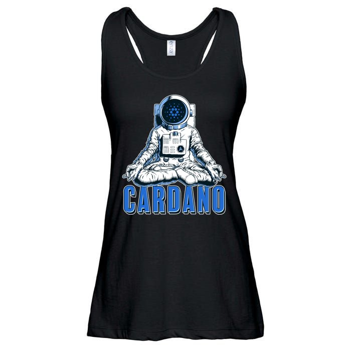 Cardano Mediating Yoga Astronaut Crypto Currency Ladies Essential Flowy Tank