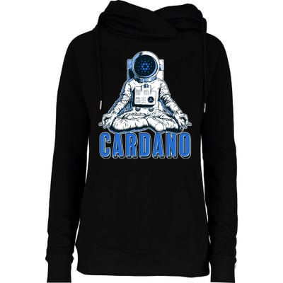 Cardano Mediating Yoga Astronaut Crypto Currency Womens Funnel Neck Pullover Hood