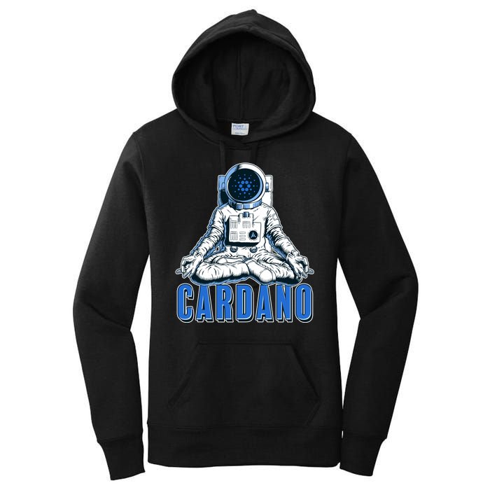 Cardano Mediating Yoga Astronaut Crypto Currency Women's Pullover Hoodie