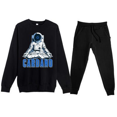 Cardano Mediating Yoga Astronaut Crypto Currency Premium Crewneck Sweatsuit Set