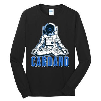 Cardano Mediating Yoga Astronaut Crypto Currency Tall Long Sleeve T-Shirt