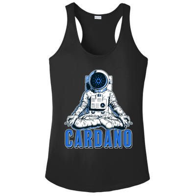 Cardano Mediating Yoga Astronaut Crypto Currency Ladies PosiCharge Competitor Racerback Tank