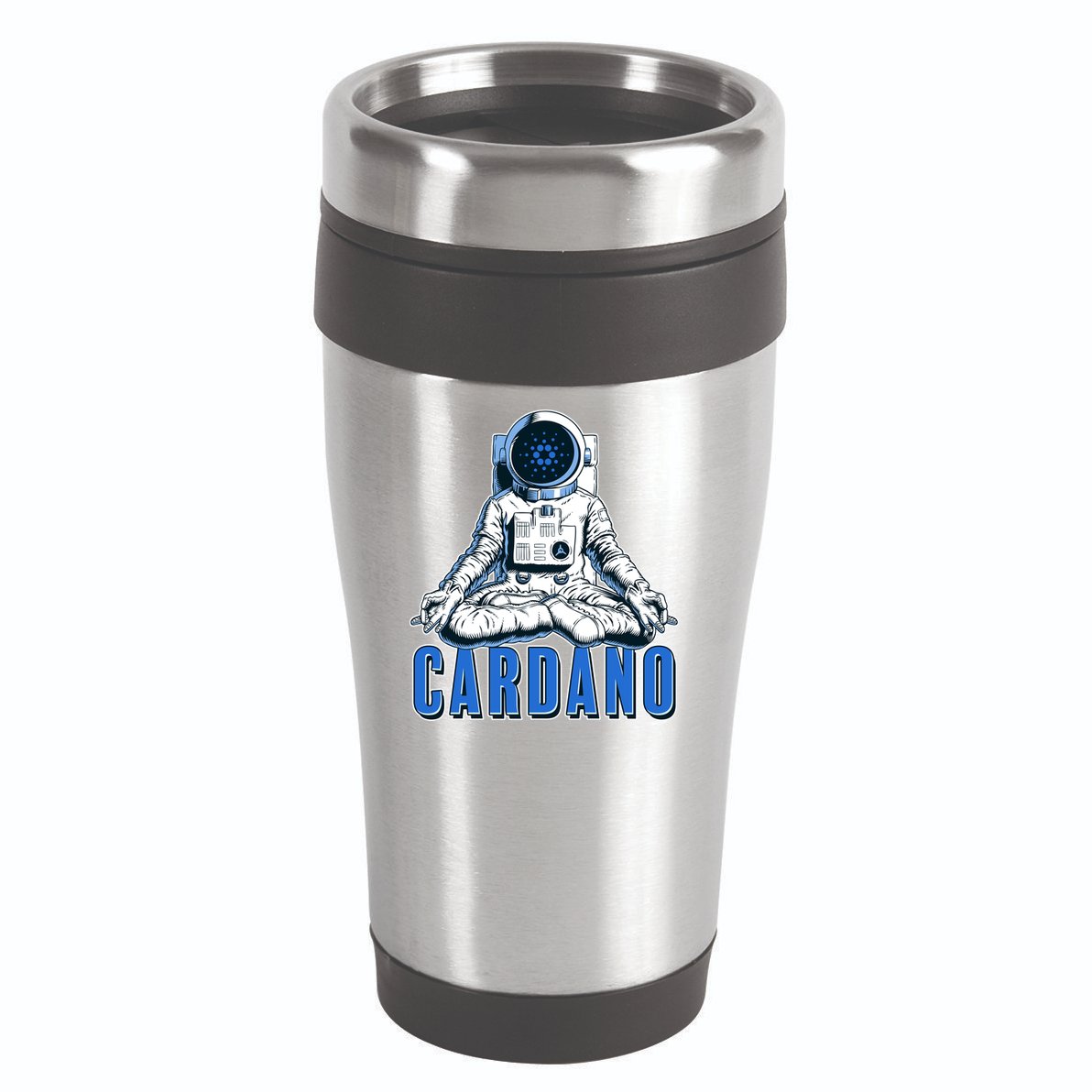 Cardano Mediating Yoga Astronaut Crypto Currency 16oz Travel Tumbler