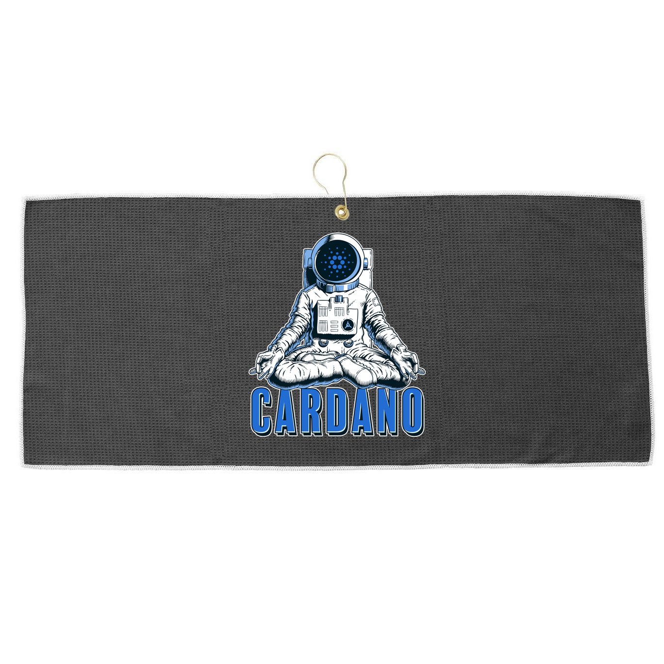 Cardano Mediating Yoga Astronaut Crypto Currency Large Microfiber Waffle Golf Towel