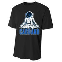 Cardano Mediating Yoga Astronaut Crypto Currency Performance Sprint T-Shirt