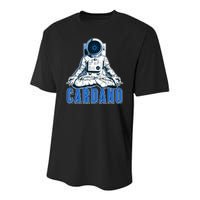 Cardano Mediating Yoga Astronaut Crypto Currency Youth Performance Sprint T-Shirt