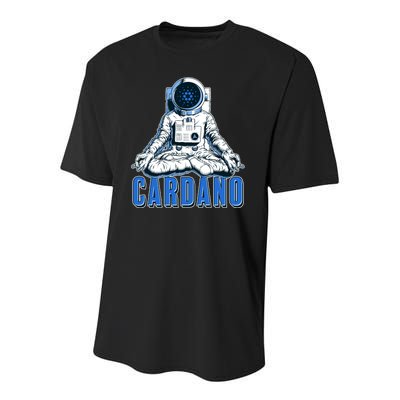 Cardano Mediating Yoga Astronaut Crypto Currency Youth Performance Sprint T-Shirt