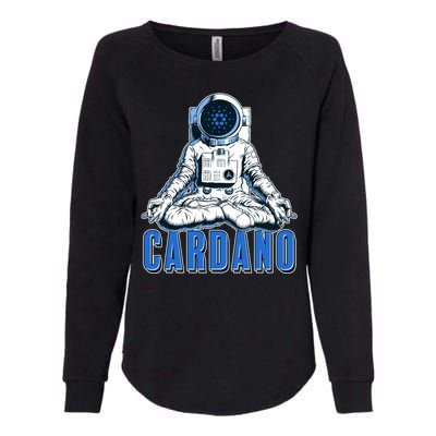 Cardano Mediating Yoga Astronaut Crypto Currency Womens California Wash Sweatshirt