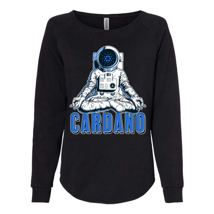 Cardano Mediating Yoga Astronaut Crypto Currency Womens California Wash Sweatshirt