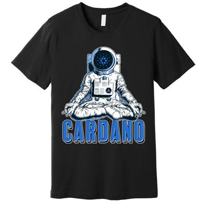 Cardano Mediating Yoga Astronaut Crypto Currency Premium T-Shirt