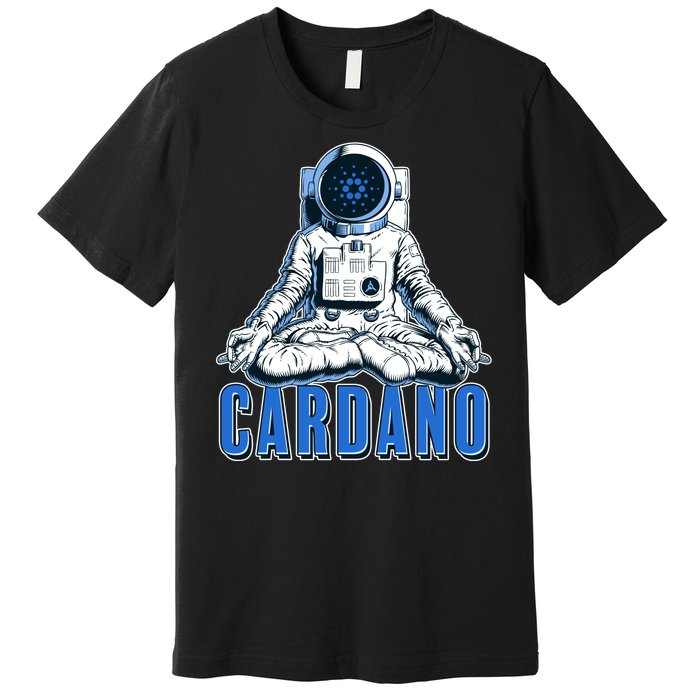 Cardano Mediating Yoga Astronaut Crypto Currency Premium T-Shirt