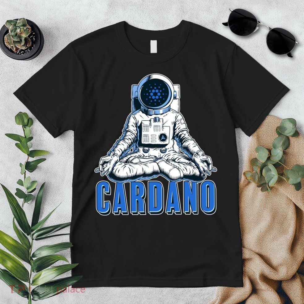 Cardano Mediating Yoga Astronaut Crypto Currency Premium T-Shirt