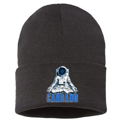 Cardano Mediating Yoga Astronaut Crypto Currency Sustainable Knit Beanie