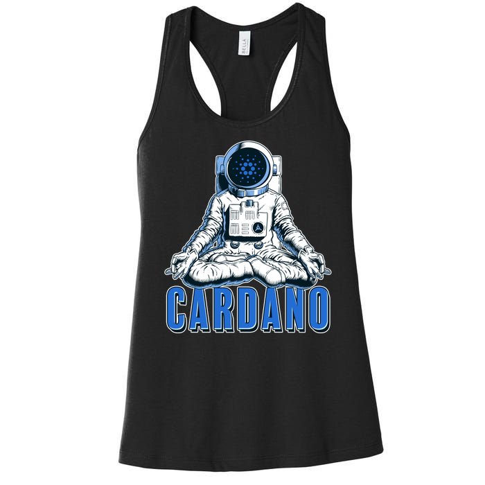 Cardano Mediating Yoga Astronaut Crypto Currency Women's Racerback Tank