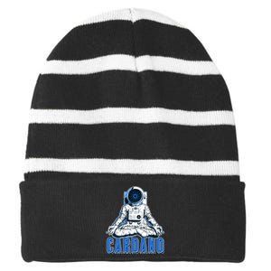 Cardano Mediating Yoga Astronaut Crypto Currency Striped Beanie with Solid Band