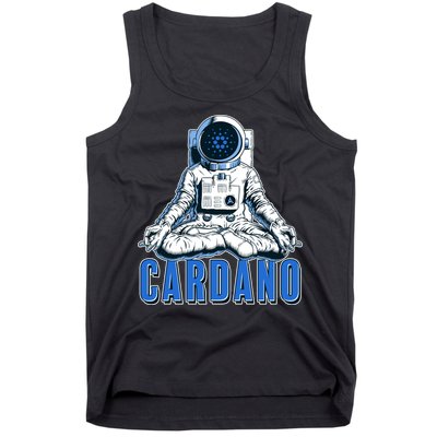 Cardano Mediating Yoga Astronaut Crypto Currency Tank Top