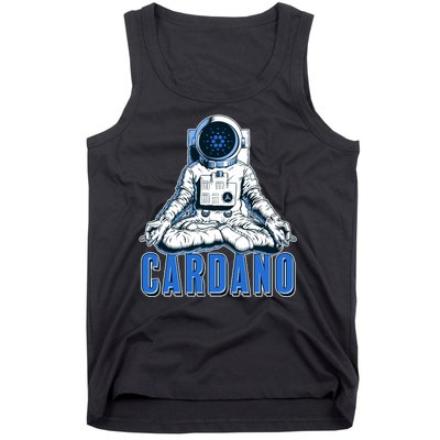 Cardano Mediating Yoga Astronaut Crypto Currency Tank Top