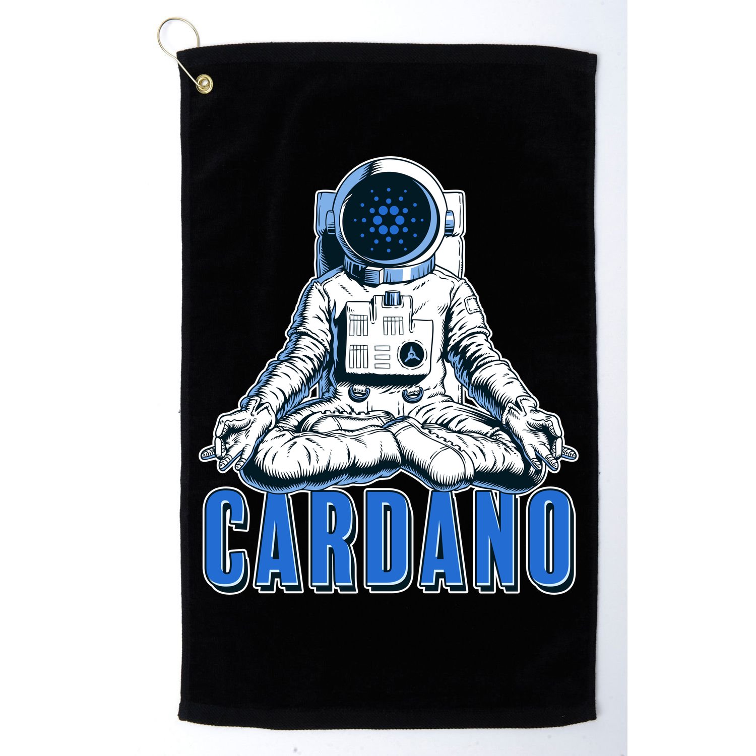 Cardano Mediating Yoga Astronaut Crypto Currency Golf Towel