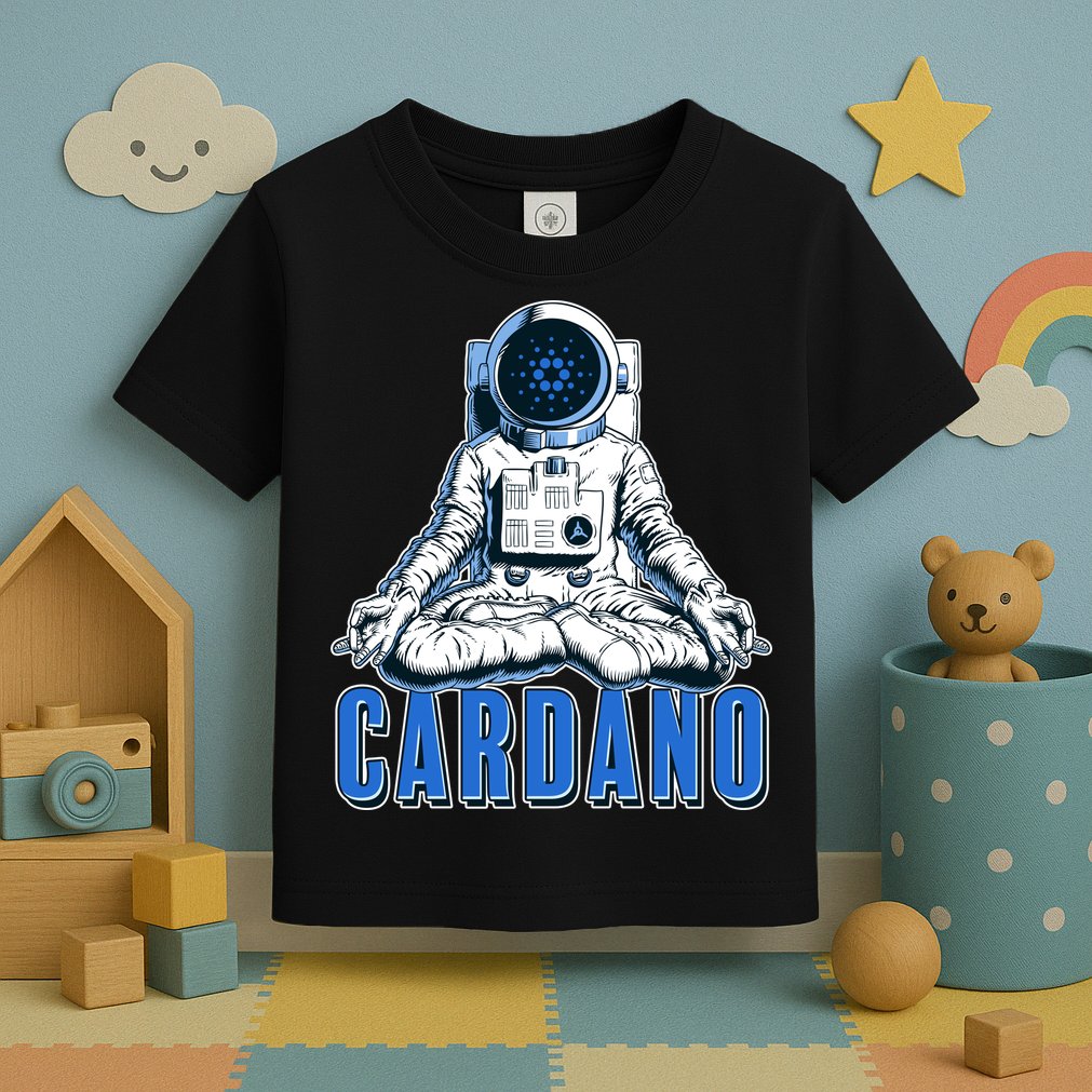Cardano Mediating Yoga Astronaut Crypto Currency Toddler T-Shirt