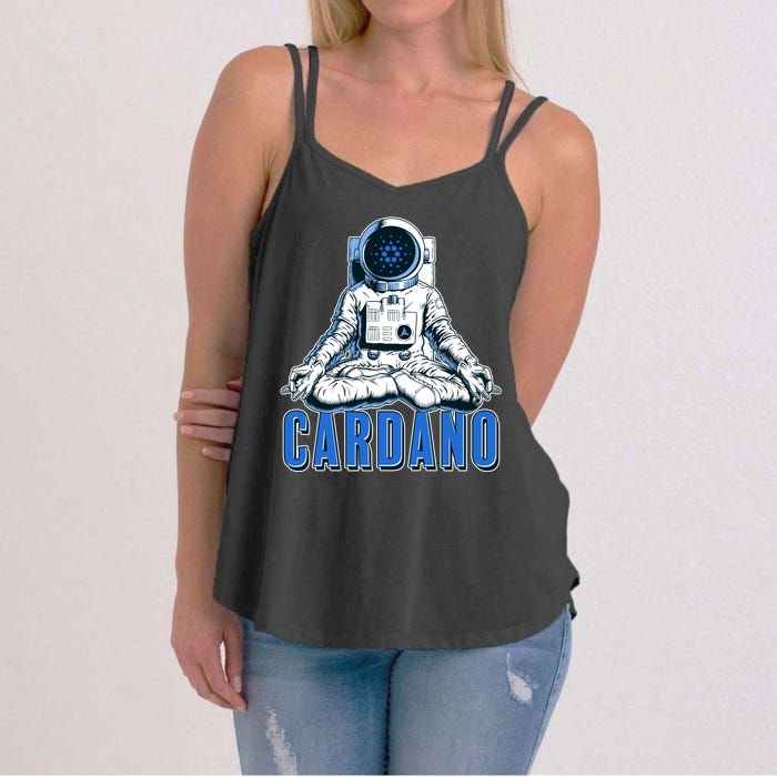 Cardano Mediating Yoga Astronaut Crypto Currency Women's Strappy Tank