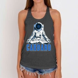 Cardano Mediating Yoga Astronaut Crypto Currency Women's Knotted Racerback Tank