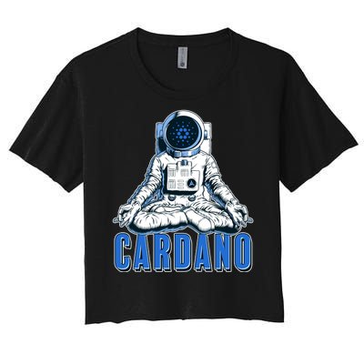 Cardano Mediating Yoga Astronaut Crypto Currency Women's Crop Top Tee