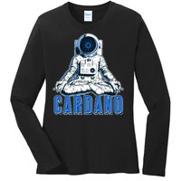 Cardano Mediating Yoga Astronaut Crypto Currency Ladies Long Sleeve Shirt