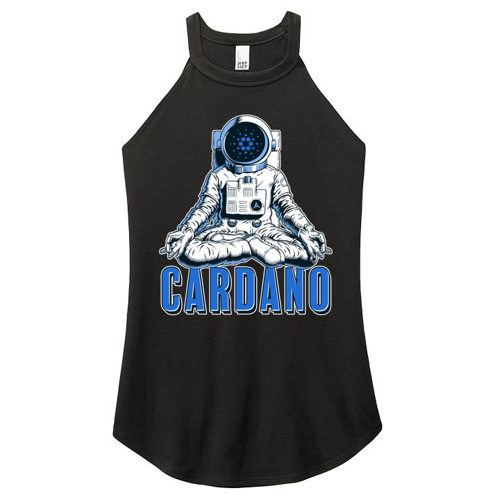 Cardano Mediating Yoga Astronaut Crypto Currency Women's Perfect Tri Rocker Tank
