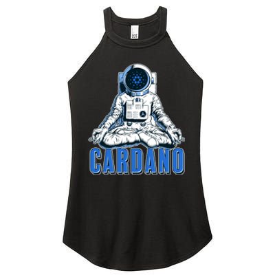 Cardano Mediating Yoga Astronaut Crypto Currency Women's Perfect Tri Rocker Tank